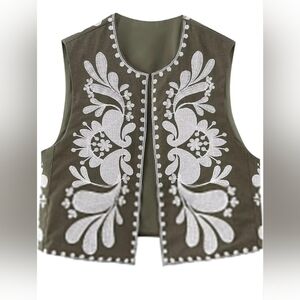 Embroidered Floral Boho Vest